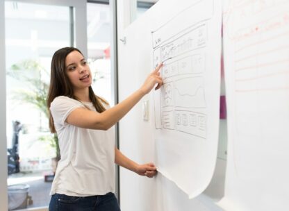 Photograph of a trainer leading a training session