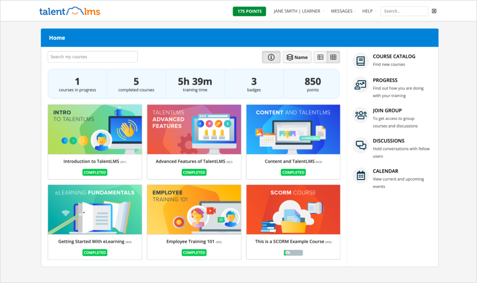 Screenshot of TalentLMS.